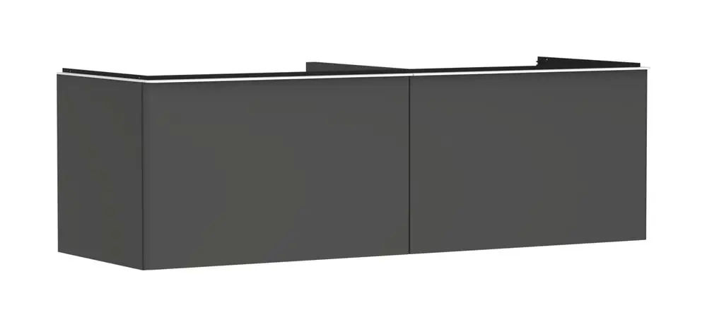 Waschtischunterschrank in Diamantgrau Matt mit zwei Schubkästen. Ideal für Aufsatzwaschtische. Hersteller: Hansgrohe.
